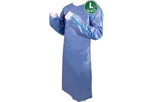 EG EcoGuard Disposable lsolation Gowns | AAMl Level 4 Medical Chemotherapy Gown | Hospital Grade Protection for Nurses Doctors | Fluid Resistant & Comfortable | Large 28 x46.8 inches, Blue, 10 Packs