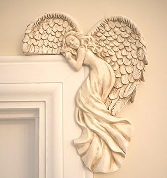 Garden Mile Vintage Shabby Chic Stil Creme Engel Flügel Türrahmen Ornament Einzigartige Weihnachtsdekoration Rechtwinkel Creme Wand Skulptur Fee Tür