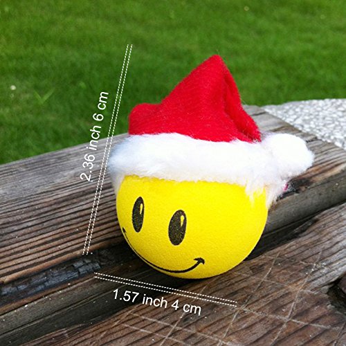 COGEEK Car Antenna Christmas Topper Smiley Face Wool Hat Ball EVA Car Decorative - Thumbnail 6