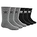 adidas Originals boys Kids-boy's/Girl's Trefoil Cushioned (6-pair) Crew Socks, Heather Grey/Black/White, Medium US