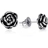 Jude Jewelers Retro Vintage Stainless Steel Hypoallergenic Flower Rose Statement Party Earrings (Silver)