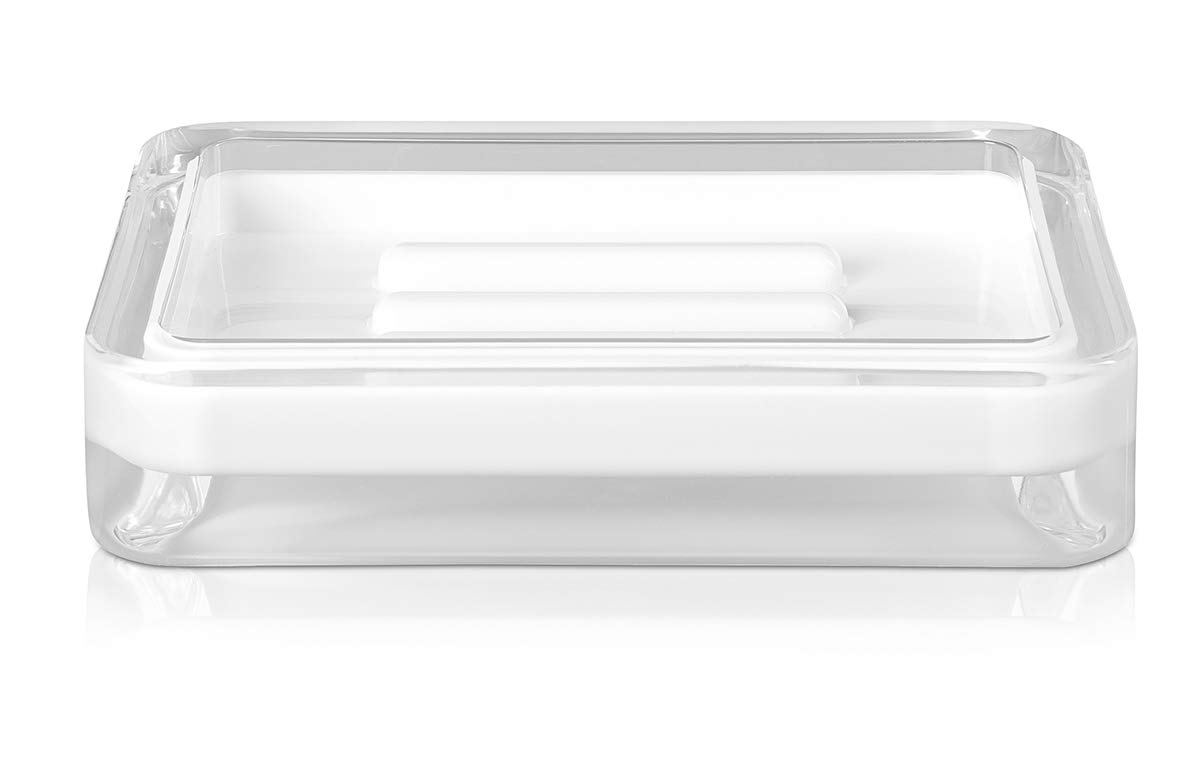 Möve Line soap dish 12 x 8,5 x 2,5 cm made of acrylic, white