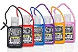 Antibacterial Travel Hand Sanitizer Gel with Aloe Vera by L'AUTRE PEAU - Jelly wrapped with Travel Strap (6 Pack, Black,Red,Blue,Purple,Yellow,Pink)