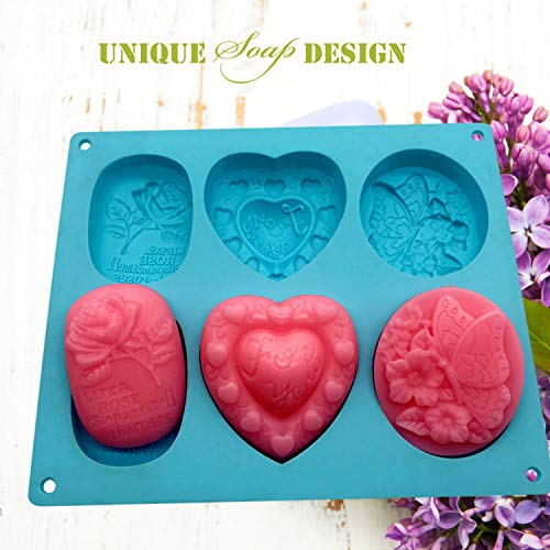 Helpcook 3 Pack Silicone Soap Molds,6 Cavities Soap Making Molds,Mixed