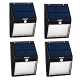 GRDE 4 Pack Outdoor Solar Lights 16LED Motion Sensor Security Outside Wall Lights with Bright/Dim Mode for Home Patio Yard Deck Garden Path Porch Driveway Stairs