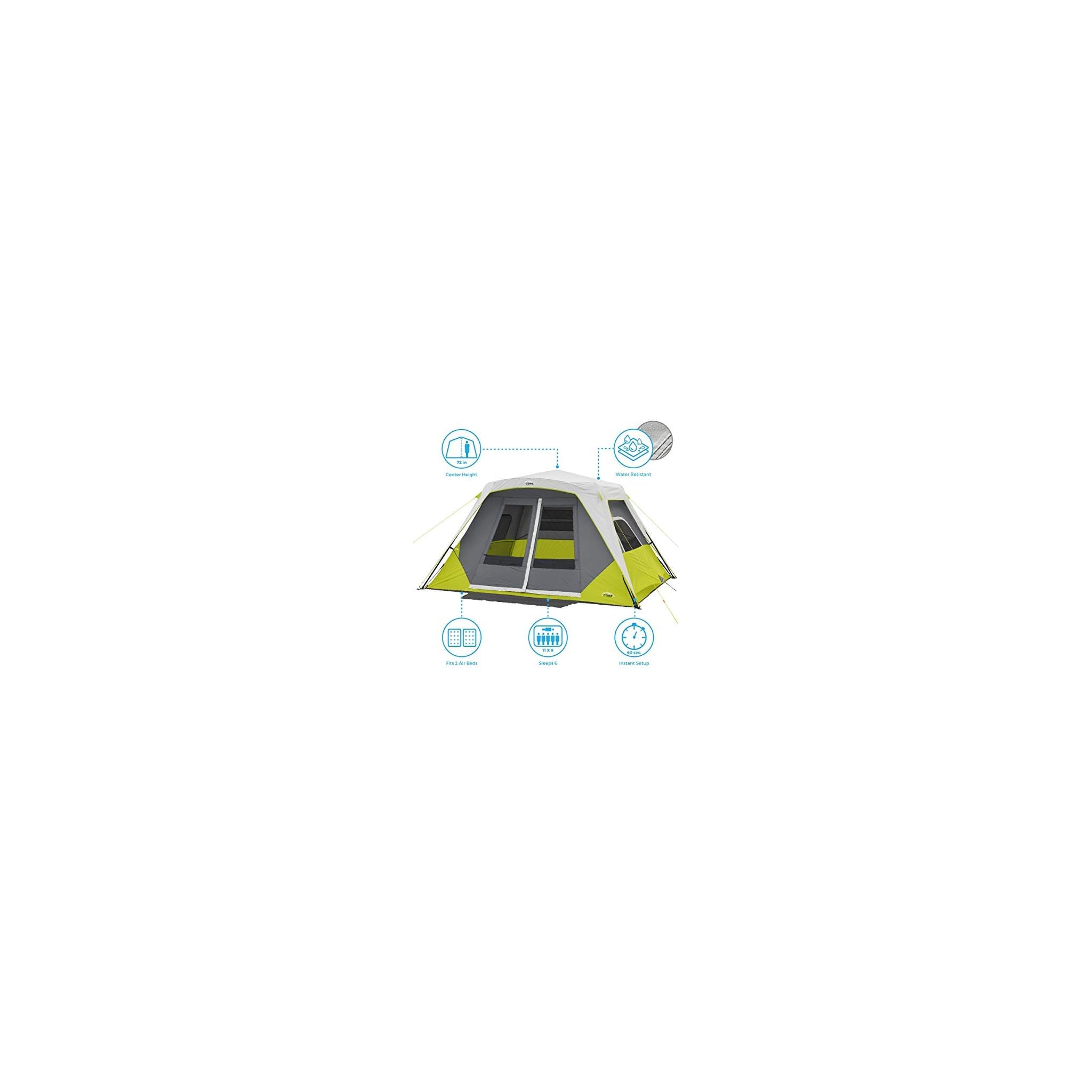 Core 6 Person Instant Cabin Tent with Awning Camping Galore