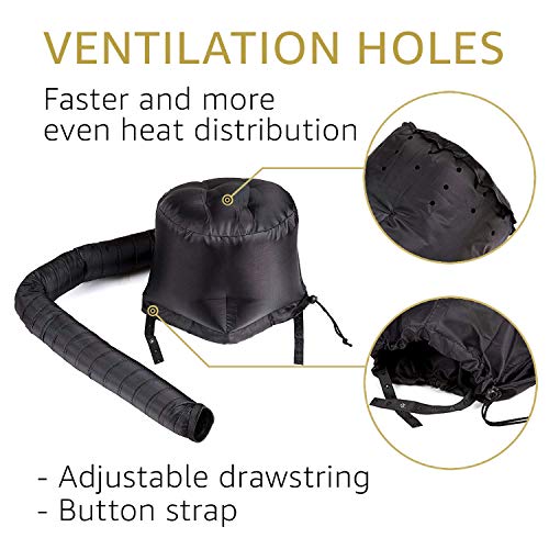 Bonnet Hood Hair Dryer Attachment - Soft Adjustable Hooded Bonnet for Hand Held Hair Dryer - Mask Cap for Drying Styling Curling Deep Conditioning-Soft Adjustable Large Hood Bonnet