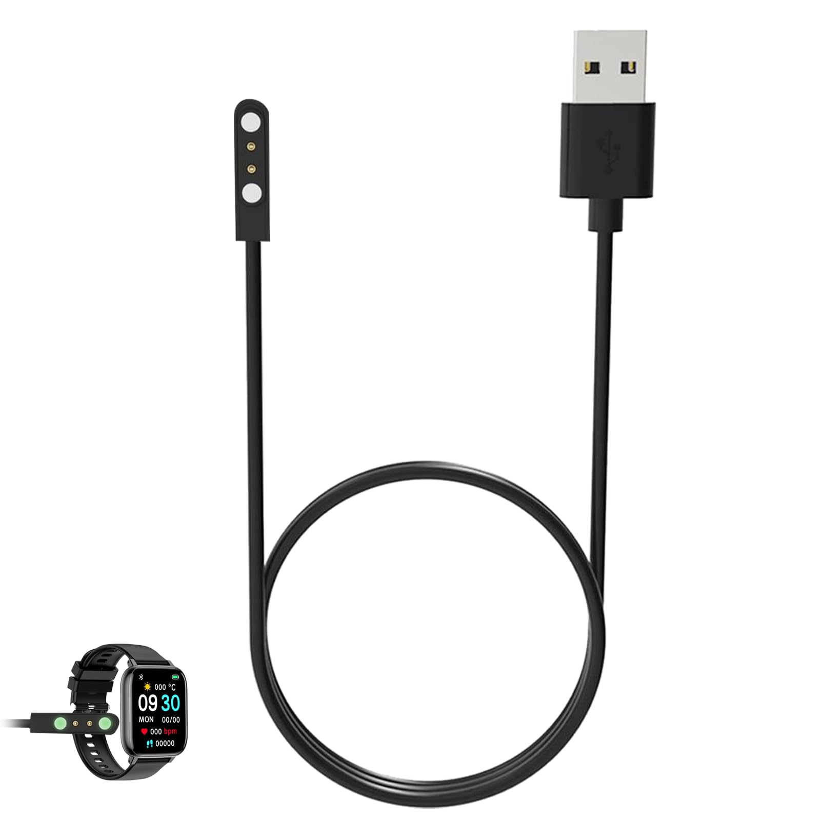 Smart Watch Charger for Radley Series 20, Smart Watch Charger 2 Pin Magnetic, 2 Pin 4mm Magnet USB Charging Cables, Universal Charging Lead Compatible with Radley, Haylou, Reflex Active, Ticwatch