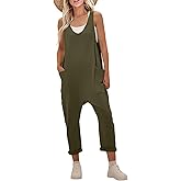 UNIANKIYA Jumpsuits for Women Casual Sleeveless V Neck Solid Overalls One Piece Long Pants Romper with Pockets