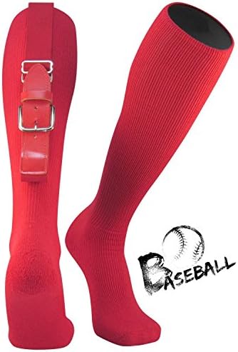 TZOE Baseball Softball Belt Socks Combo Set Softball Socks Baseball Belt Combo Set Youth and Adult (Red, Adut)