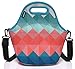 VASCHY Reusable Lunch Tote Bag for Women and Girls Kids Large Capacity with Detachable Adjustable Shoulder Strap for Work in Retro Triangle