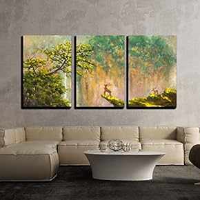 Painting of Deer on The Edge of a...
