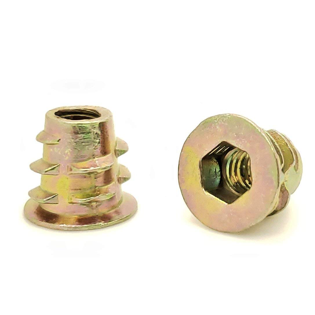 60 Qty 1024 Zinc Hex Flanged Threaded Inserts for Wood .394" Length