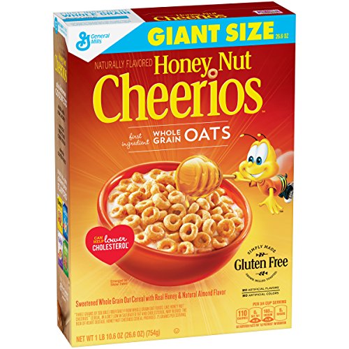 Honey Nut Cheerios Gluten Free Breakfast Cereal, 26.6 oz, Giant Size Cereal Box