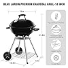 BEAU-JARDIN-Portable-Charcoal-Grill-for-Outdoor-18-inch-Barbecue-Grill-and-Smoker-Heat-Control-Round-BBQ-Kettle-Outdoor-Picnic-Patio-Backyard-Camping-Tailgating-Steel-Cooking-Grate-for-Steak-Chicken