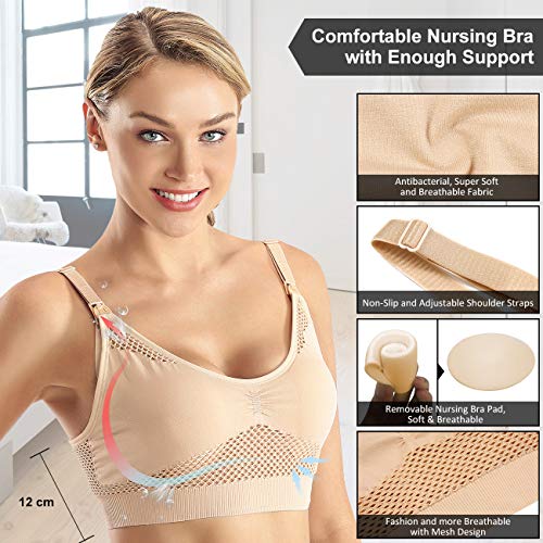 Wirezoll Nursing Bra, Wireless Women Soft Full Bust Bra for Maternity Breastfeeding and Sleep with Extra Bra Extenders Clips - Thumbnail 2