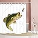 NYMB 3D Digital Printing Fishing Shower Curtain, Bait with Fishing Line Eatting Litter Fish, Polyester Fabric Bathroom Decor, Bath Curtains Hooks Included, 69X70 inches (Multi17)