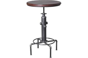 Topower Industrial Bar Table 31.5-41.3" Adjustable Pub Table Kitchen Dining Coffee Bistro Table