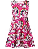 Funnycokid Girls Sleeveless Dress Kids Printed Twirl Party Casual Dresses 4-13 Years