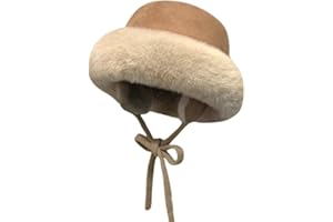 CAISSIP Winter Suede Bucket Hat with Ear Flaps Women Men Fuzzy Beanie Hat Faux Fur Fisherman Cap Beanies Hat Cloche Aviator Caps