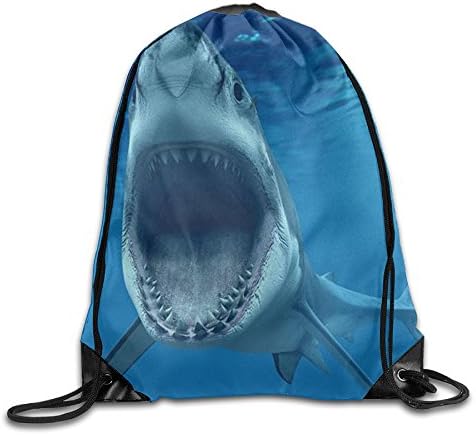 YJCLUB New Drawstring Backpack Sea Shark Design Print Drawstring Backpack Rucksack Shoulder Bags Gym Bag 17"x12"