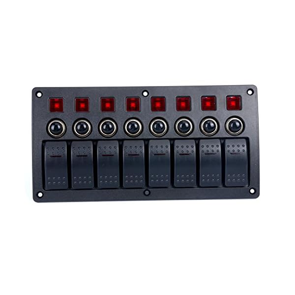 Amarine-made-8-Gang-Red-LED-Indicators-Rocker-Circuit-Breaker-Waterproof-Marine-Boat-Rv-Switch-Panel-PN-CB8-R