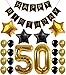 Gold 50th Birthday Decorations Kit – Large, Pack of 26 | Black and Gold 50th Birthday Banner with Mylar Star Balloons | 50 Birthday Balloon Set For 50 Year Old Birthday Decorations Party Supplies