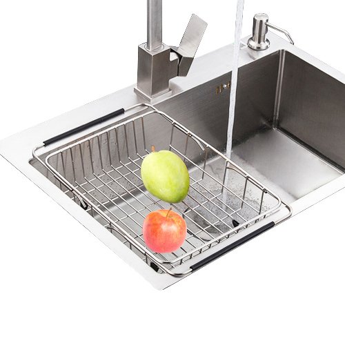 GTHUNDER Over Sink Basket Dish Drying Rack Stainless steel Kitchen organizer Strainer Dish Drainer with Adjustable Arms Holder Drying Organizer for Vegetable Fruit - Thumbnail 7