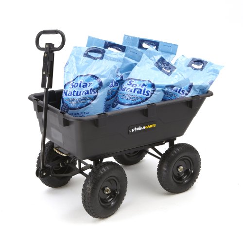 Gorilla Carts GOR866D Heavy-Duty Garden Poly Dump Cart with 2-In-1 Convertible Handle, 1,200-Pound Capacity, 40-Inch by 25-Inch Bed, Black Finish