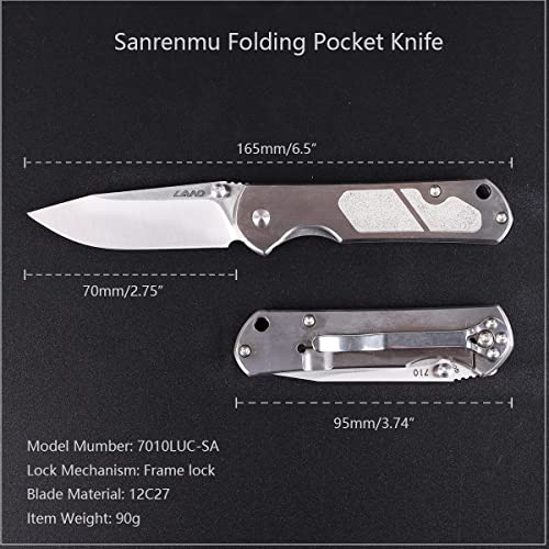 Sanrenmu 7010 Folding Pocket Knife EDC Knife 12C27 Blade Frame Lock