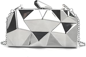 Clutch Purses for Women Lattice Pattern Metal Handbag Chain Geometric Evening Bag for Women