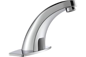 Greenspring Touchless Bathroom Sink Faucet, Motion Automatic Sensor Faucet, Hands Free Vanity Faucets with Hole Cover Plate, Modern Commercial with Control Box and Temperature Mixer, Chrome