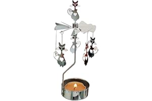 kingnero Rotary Candle Holder Spinning Candleholder Tea Light Candle Powered Carousel Small Gift (Cat)