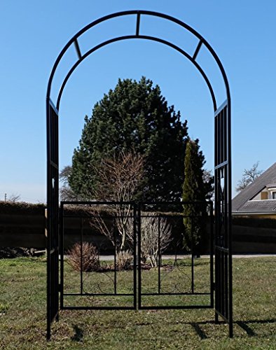 ALEOS. Eleganter XXL Rosenbogen Rankhilfe Pergola mit Tür Gartentür Gartentor aus Metall schwarz Modell 5044-G – Bild 7