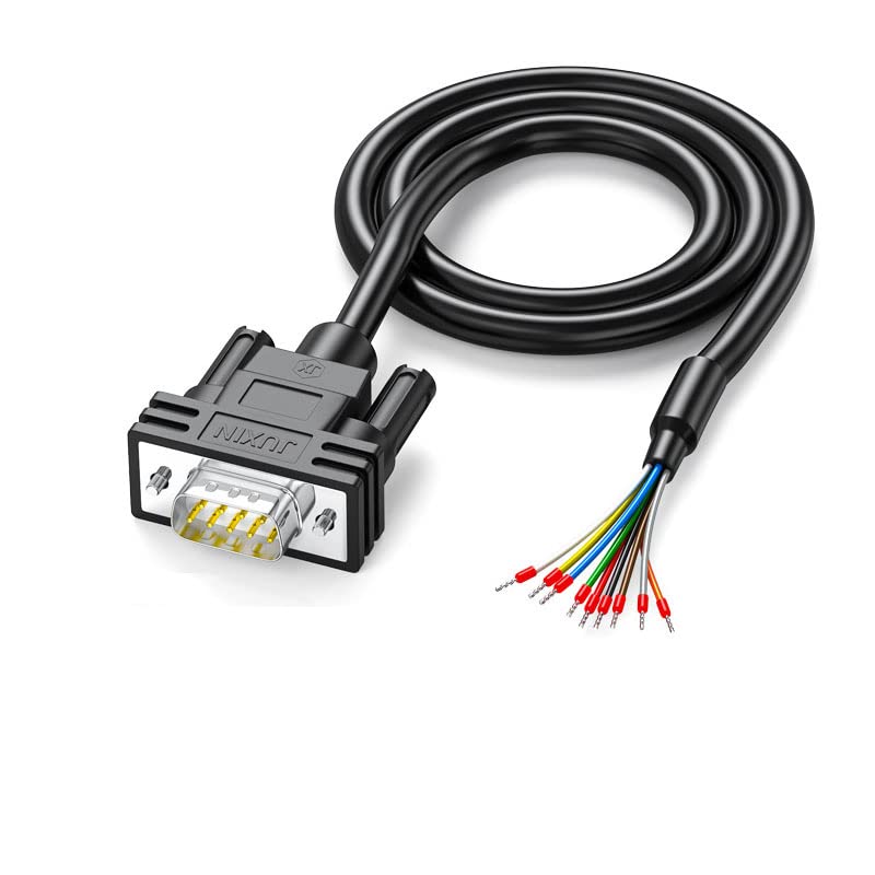 Photo 1 of JUXINICE DB9 Male Connector RS232 Serial Extension Cable,D-SUB 9-Pin Male Adapter to Bare Wire, 9 Wire All Provided with Wiring Terminals-Black (DB9 5FT)