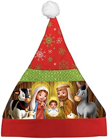 New Cartoon Christmas Day Hat Printed With Nativity Boys Girls Gift Party