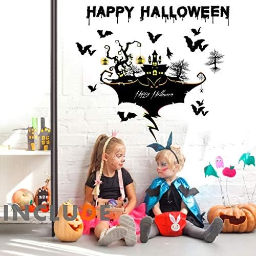 Amazon ウォールステッカー ハロウィン ハロウィーン イベント 秋の収穫 １０月３１日 ジャック オー ランタン 魔女 お化け トリック オア トリート いいね いたずら コウモリ キャッスル 城 ディズニー フィルム 汚れ防止 アート ウォールステッカー オンライン通販
