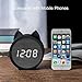 Three BY Digital Alarm Clock,3 Alarm Settings Wooden Electronic LED Display Snooze Time Temperature USB Charging with Voice Control for Bedroom,Bedside Kids,Office-Black (Cat)