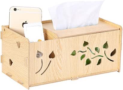 Caja de almacenamiento rectangular multifuncional, de madera, para sala