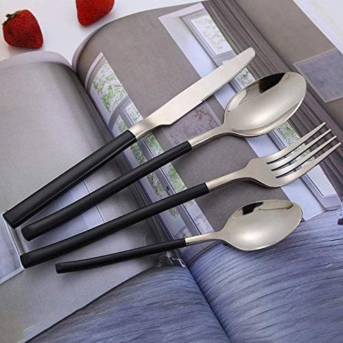 ステンレス鋼カトラリーセット24ピースセット ステーキナイフフォークスプーンセット ホテル食器サービス6 ミラーポリッシュ 寮用 ビュッフェ用 毎日の使用銀の海の食品ツールセット Distribuidoravalmor Com