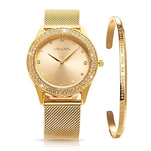 ManChDa-Womens-Wrist-Watch-Crystal-Case-Mesh-Stainless-Steel-Band-Ladies-Quartz-Diamond-Classic-Fashion-Romantic-Jewelry-Cuff-Bracelet-Set