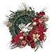Valery Madelyn Pre-Lit Christmas Wreath for Front Door with Lights, 24 Inch Large Lighted Christmas Wreath with Red Gold Xmas Ball Ribbon for Fireplace Window Outdoor Table Centerpiece Decoration