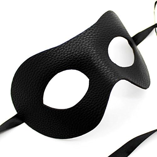 Classic - Black Masquerade Mask - Faux Leather - Party Mask - Venetian Mask - Men's - Mens - Unisex