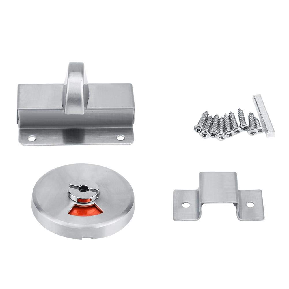 Kafuty Toilet door lock indicator, 201 Stainless Steel Bathroom Restroom Toilet Privacy Bolt Door Lock with Vacant Engaged Indicator and Screw Fitting