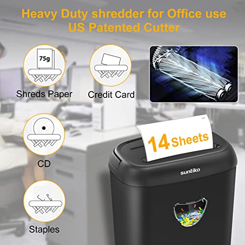 Paper Shredder, 14Sheet Cross Cut with 6.6Gallon Basket, P4 Security