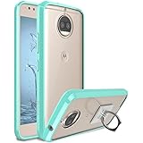 Moto G5S Plus, Style4U Scratch Resistant Shock Absorbent Ultra Slim Transparent Clear PC Back TPU Bumper Protective Case Cover for Moto G5S Plus w/ 2 Ring Holder Kickstands [Teal]
