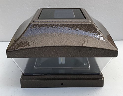 Set of 12 Solar Post Cap Hammered Brown Color 28 Lumens 2 SMD LED Light For 6x6 Posts (5.75