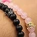 UEUC King&Queen Crown Distance Couple Bracelets His Hers Black Matte Agate 8mm Beads Bracelet