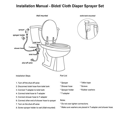 Vataler Adjustable Trigger Handheld Bidet Toilet Sprayer Kit, Brushed Finished Baby Cloth Diaper Water Shattaf Kit & No Leakage 304 Stainless Steel Hose & Solid Brass T-Valve