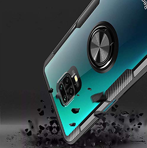 REALCASE 360° Ring Stand Clear Shock Absorption Protective Hard Transparent Back Case Cover for Xiaomi Redmi Note 9 Pro/